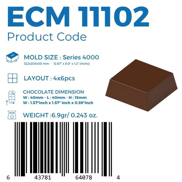 ECM 11102 SQUARE 25,7gr. CHOCOLATE MOULD