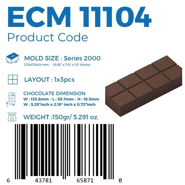ECM 11104 MOLDE PARA CHOCOLATE TABLETA DUBAI DE 150 G