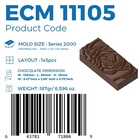 ECM 11105 ROSE TABLET 187gr CHOCOLATE MOULD
