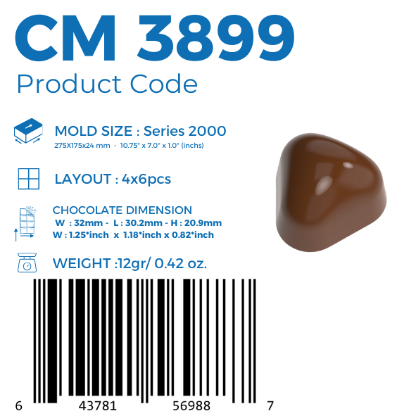 CM 3899 SOFT TRIANGLE PRALINE CHOCOLATE MOULD