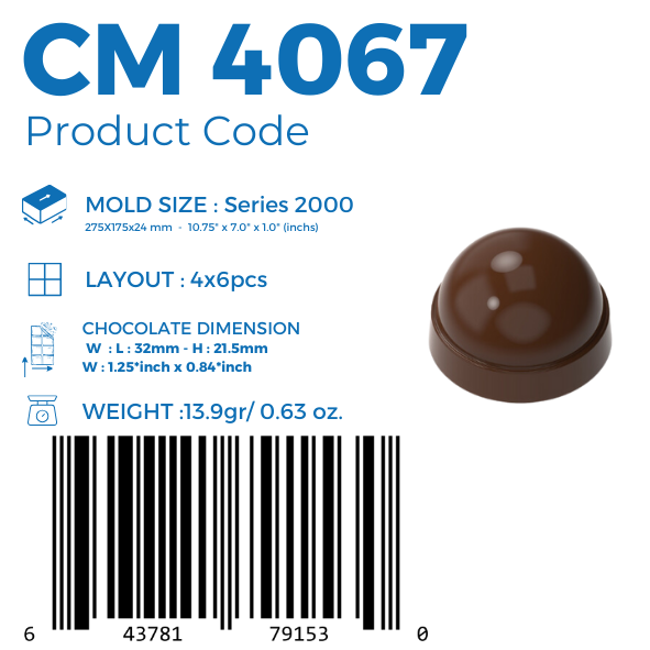 CM 4067 STAMPO DI CIOCCOLATO BONBON GRADUALE 13,9gr