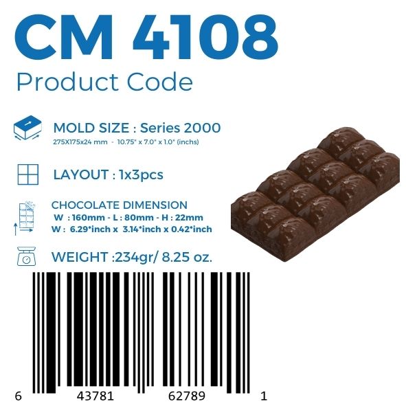 CM 4108 RECTANGULAR BAKLAWA TABLET CHOCOLATE MOULD