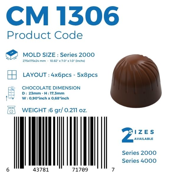 CM 1306 PRALINE 6gr CHOCOLATE MOULD - GREYAS CHOCOLATE MOULDS