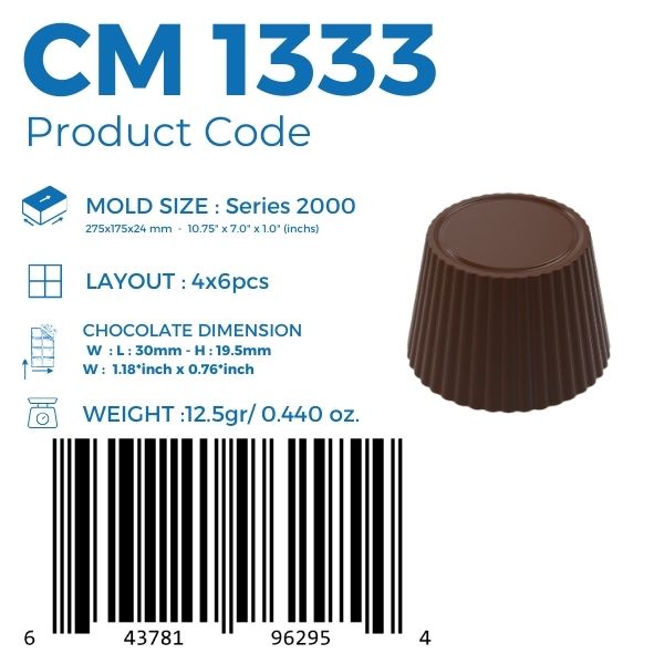 CM 1333 CUP 12,5gr PRALINE CHOCOLATE MOULD - GREYAS CHOCOLATE MOULDS