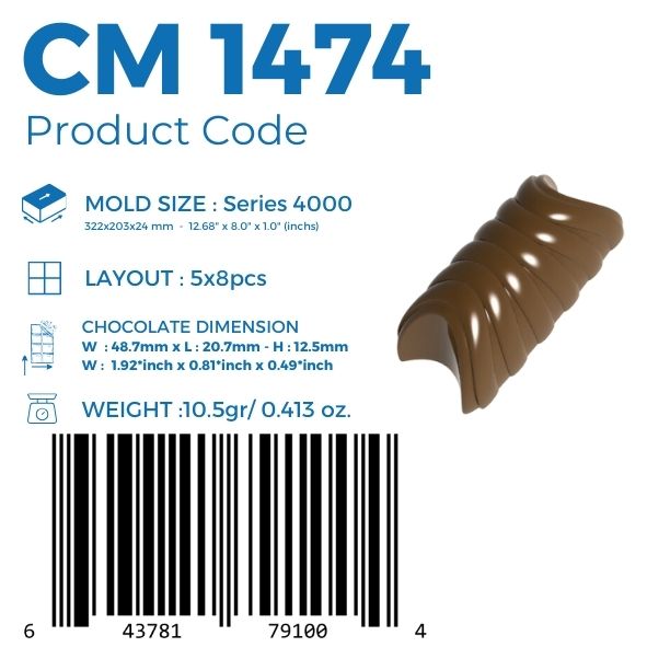 CM 1474 SWIRL PRALINE CHOCOLATE MOULD