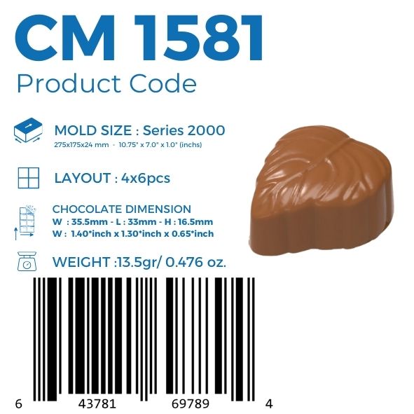 CM 1581 MOLDE DE CHOCOLATE PRALINÊ FOLHA