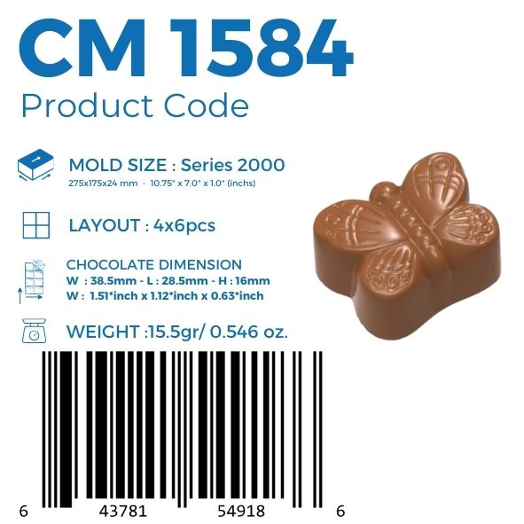 CM 1584 MOLDE DE CHOCOLATE PRALINÊ BORBOLETA