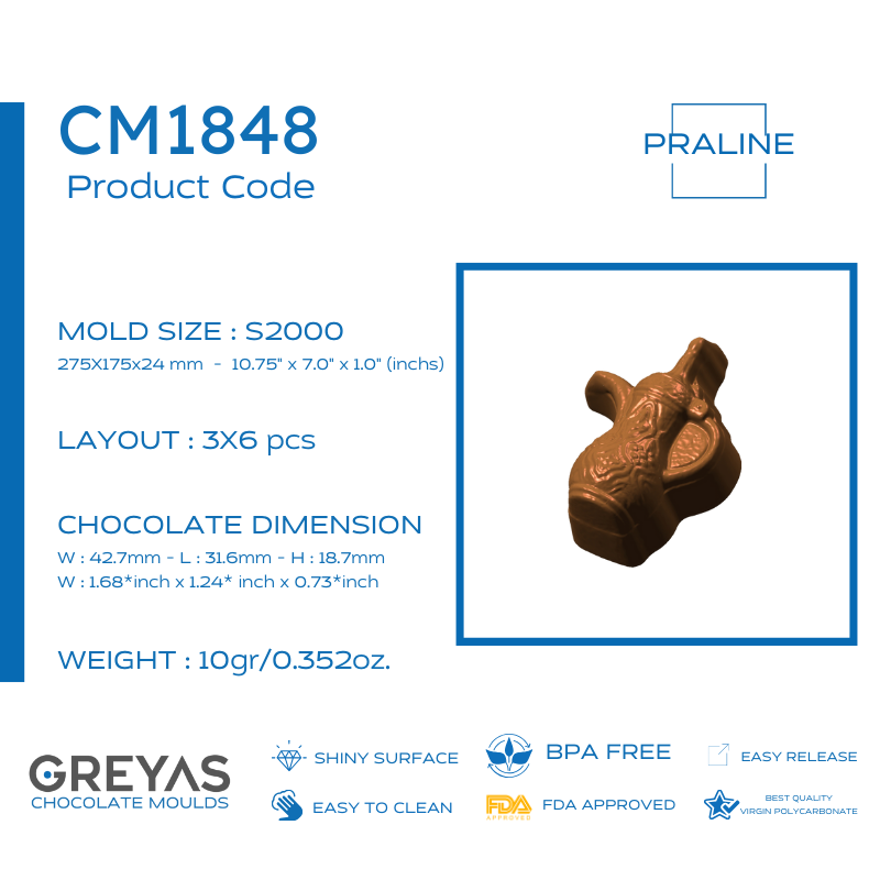 CM 1848 PRALİN ÇİKOLATA KALIBI - GREYAS CHOCOLATE MOULDS