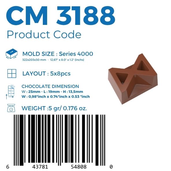 CM 3188 X SHAPE CHOCOLATE MOULD