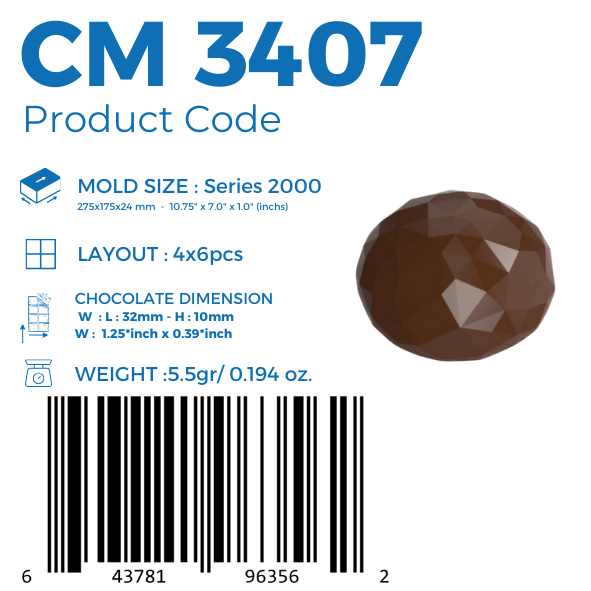 CM 3407 HAKAN MARTENSON 5,5g DIAMANT-SCHNITT SCHOKOLADENFORM