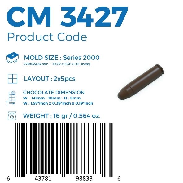 CM 3427 BULLET 5gr PRALINE CHOCOLATE MOULD