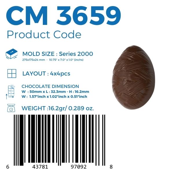 CM 3659 STREIFEN EI 40,8GR SCHOKOLADENFORM