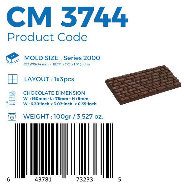 CM 3744 MOLDE PARA TABLETA DE CHOCOLATE 