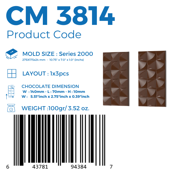 CM 3814 MOLDE PARA TABLETA DE CHOCOLATE 