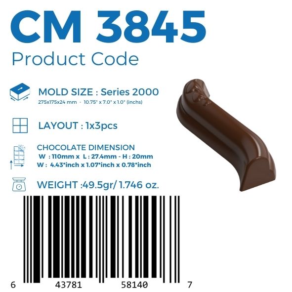 CM 3845 WAWE HEART BAR ÇİKOLATA KALIBI