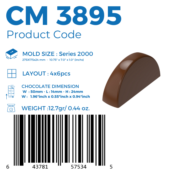 CM 3895 BRACKET 12,7gr PRALINE CHOCOLATE MOULD