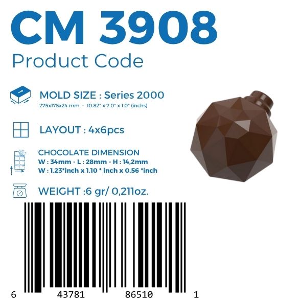  CM 3908 MOLDE DE CHOCOLATE ORNAMENTO DIAMANTE