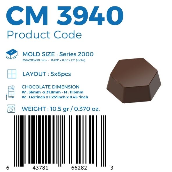 CM 3940 ALTIGEN DÜZ PRALİN ÇİKOLATA KALIBI