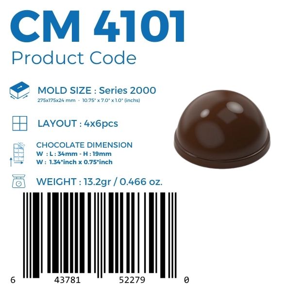 CM 4101 MOULE EN CHOCOLAT PRALINÉ EN FORME DE BONBON – SET 