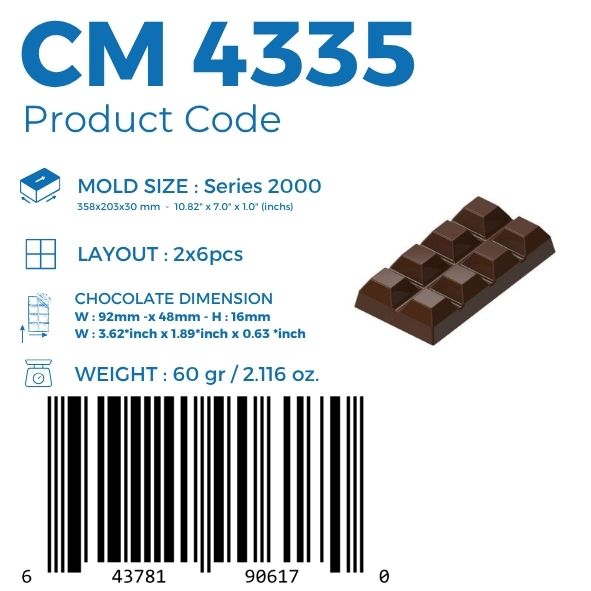 CM 4335 60gr. 8 KIRIM BÖLMELİ TABLET ÇİKOLATA KALIBI