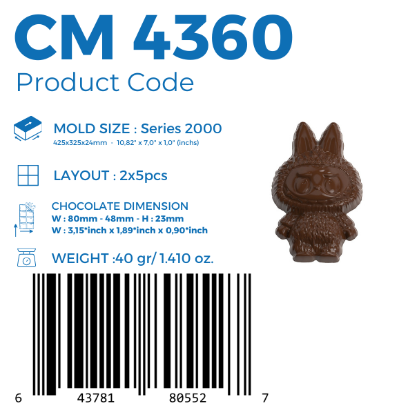 CM 4060 LABUBU 40 GR CHOCOLATE MOULD