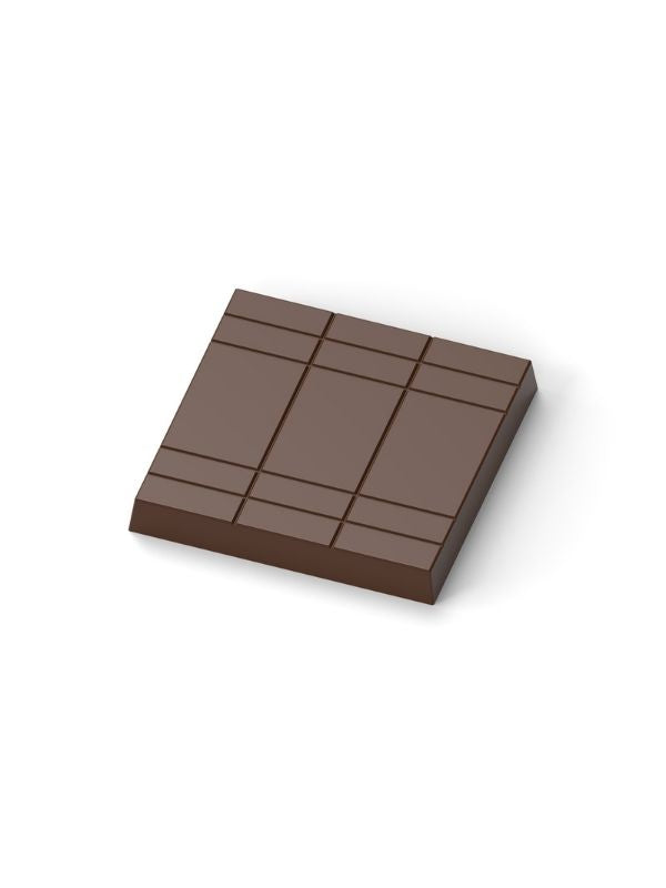 polycarbonate tablet chocolate mold, geometric chocolate bar mold, segmented chocolate mould, square chocolate tablet mold, lined chocolate bar mold, modern chocolate mold, rectangular segment chocolate mold, break apart chocolate bar mold, minimalist chocolate mould, professional polycarbonate chocolate mold, artisan chocolate bar mold, chocolate casting mold, confectionery chocolate mold, reusable chocolate mold, rigid chocolate mould, decorative tablet chocolate mold