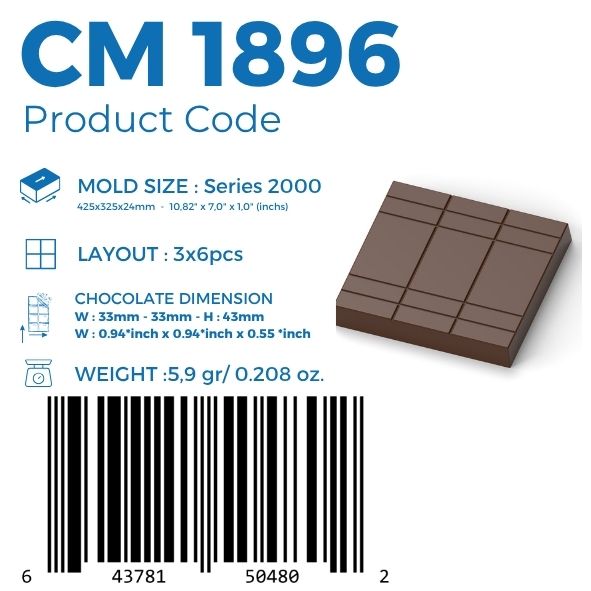 polycarbonate tablet chocolate mold, geometric chocolate bar mold, segmented chocolate mould, square chocolate tablet mold, lined chocolate bar mold, modern chocolate mold, rectangular segment chocolate mold, break apart chocolate bar mold, minimalist chocolate mould, professional polycarbonate chocolate mold, artisan chocolate bar mold, chocolate casting mold, confectionery chocolate mold, reusable chocolate mold, rigid chocolate mould, decorative tablet chocolate mold