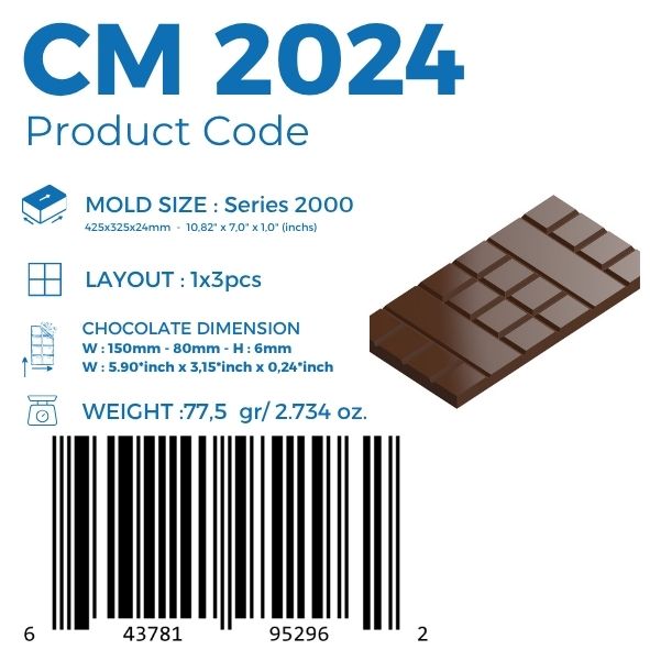 polycarbonate tablet chocolate mold, geometric chocolate bar mold, segmented chocolate bar mold, rectangular chocolate mould, modern chocolate tablet mold, grid chocolate bar mold, break apart chocolate mold, multi segment chocolate mold, square segment chocolate mold, professional polycarbonate chocolate mold, chocolate casting mold, confectionery chocolate mold, artisan chocolate bar mold, solid chocolate bar mold, reusable chocolate mold, rigid chocolate mould, contemporary chocolate mold