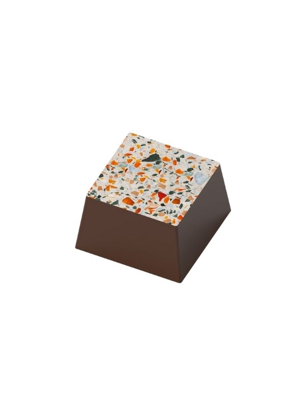 polycarbonate chocolate transfer mold, chocolate transfer mould, transfer sheet chocolate mold, chocolate transfer sheet mould, praline transfer mold, bonbon transfer mold, decorative chocolate transfer mold, printed chocolate mold, patterned chocolate mold, cocoa butter transfer mold, square praline chocolate mold, chocolate decoration mold, professional polycarbonate chocolate mold, artisan chocolate mold, confectionery chocolate mold, custom pattern chocolate mold, reusable chocolate transfer mold, rigid