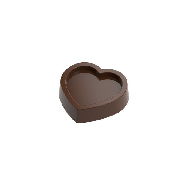 polycarbonate heart chocolate mold, heart shaped chocolate mould, 3D heart chocolate mold, heart frame chocolate mold, hollow heart chocolate mold, recessed heart chocolate mold, romantic chocolate mold, Valentine chocolate mold, love themed chocolate mold, heart praline mold, bonbon chocolate mold, filled chocolate mold, professional polycarbonate chocolate mold, chocolate casting mold, confectionery chocolate mold, artisan chocolate mold, reusable chocolate mold, rigid chocolate mould