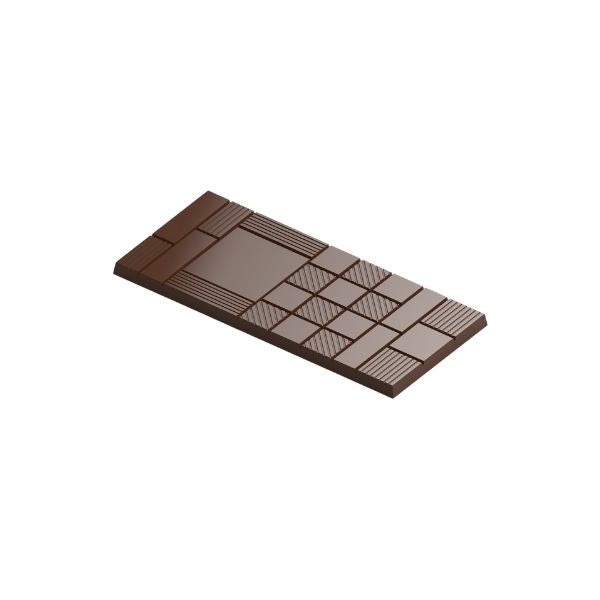 polycarbonate tablet chocolate mold, geometric chocolate bar mold, textured chocolate mold, striped chocolate bar mould, patterned chocolate tablet mold, segmented chocolate bar mold, square pattern chocolate mold, rectangular chocolate mold, modern chocolate mould, abstract chocolate bar mold, decorative chocolate tablet mold, professional polycarbonate chocolate mold, artisan chocolate mold, chocolate casting mold, confectionery chocolate mold, premium chocolate bar mold, reusable chocolate mold, rigid ch