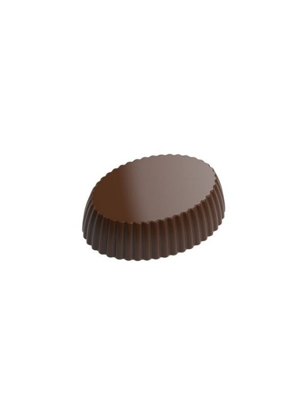 polycarbonate fluted chocolate mold, ribbed chocolate mould, oval praline chocolate mold, round praline mold, fluted bonbon mold, grooved chocolate mold, ridged chocolate mould, scalloped edge chocolate mold, flat top chocolate mold, decorative praline mold, professional polycarbonate chocolate mold, filled chocolate mold, artisan chocolate mold, confectionery chocolate mold, chocolate casting mold, reusable chocolate mold, rigid chocolate mould, classic bonbon mold