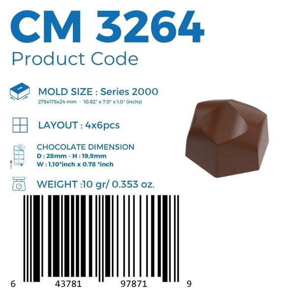 polycarbonate faceted chocolate mold, geometric chocolate mold, gemstone chocolate mould, diamond chocolate mold, polygon praline chocolate mold, jewel shaped chocolate mold, faceted bonbon mold, 3D geometric chocolate mold, angular chocolate mould, modern praline mold, decorative chocolate mold, professional polycarbonate chocolate mold, filled chocolate mold, artisan chocolate mold, confectionery chocolate mold, chocolate casting mold, reusable chocolate mold, rigid chocolate mould