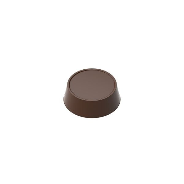 polycarbonate round chocolate mold, round praline chocolate mold, circular bonbon mold, flat top chocolate mold, tapered chocolate mold, round bonbon chocolate mould, classic praline mold, geometric chocolate mold, minimalist chocolate mold, professional polycarbonate chocolate mold, filled chocolate mold, chocolate casting mold, confectionery chocolate mold, artisan chocolate mold, reusable chocolate mold, rigid chocolate mould, premium praline mold