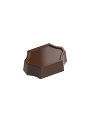 polycarbonate shield chocolate mold, plaque chocolate mould, decorative praline chocolate mold, framed chocolate mold, shield shaped chocolate mold, geometric bonbon mold, flat top chocolate mold, ornate chocolate mould, label shape chocolate mold, decorative chocolate plaque mold, professional polycarbonate chocolate mold, filled chocolate mold, artisan chocolate mold, confectionery chocolate mold, chocolate casting mold, reusable chocolate mold, rigid chocolate mould