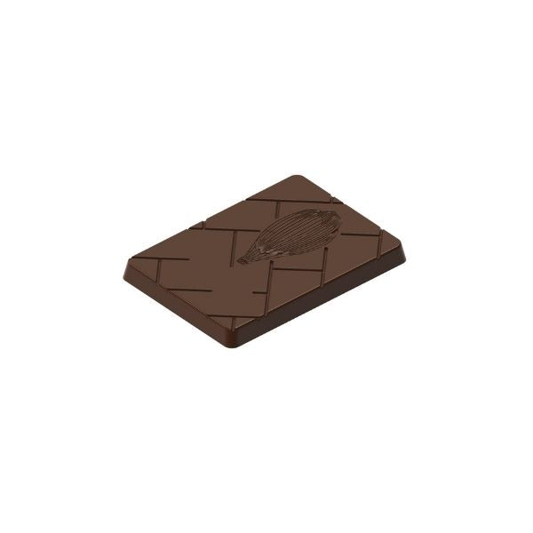 polycarbonate cocoa bean chocolate mold, cacao bean chocolate mould, cocoa chocolate bar mold, cocoa themed chocolate mold, embossed cocoa bean chocolate mold, patterned chocolate bar mold, geometric chocolate mold, rectangular chocolate tablet mold, decorative chocolate bar mould, artisan chocolate mold, professional polycarbonate chocolate mold, chocolate casting mold, confectionery chocolate mold, premium chocolate bar mold, textured chocolate mold, reusable chocolate mold, rigid chocolate mould, cacao t