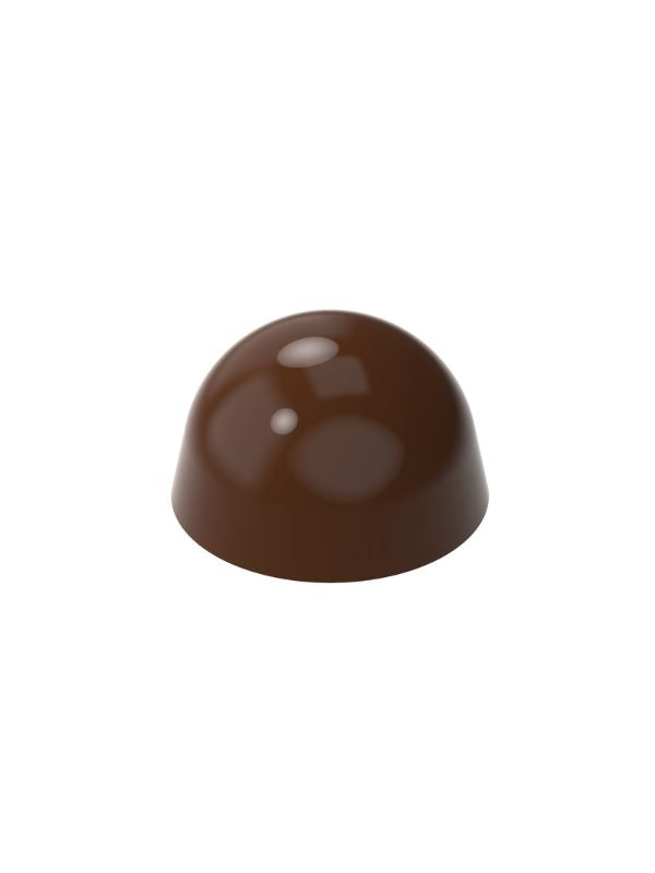polycarbonate hemisphere chocolate mold, dome chocolate mold, half sphere chocolate mould, round praline chocolate mold, smooth dome chocolate mold, 3D chocolate mold, bonbon chocolate mold, filled chocolate mold, classic praline mold, professional polycarbonate chocolate mold, artisan chocolate mold, confectionery chocolate mold, chocolate casting mold, reusable chocolate mold, rigid chocolate mould, premium bonbon mold