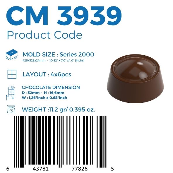 polycarbonate dome praline chocolate mold, round dome chocolate mold, domed bonbon mould, circular praline chocolate mold, tapered chocolate mold, 3D dome chocolate mold, glossy chocolate mold, smooth chocolate mold, filled chocolate mold, professional polycarbonate chocolate mold, bonbon chocolate mold, praline mould, chocolate casting mold, confectionery chocolate mold, artisan chocolate mold, reusable chocolate mold, rigid chocolate mould, premium praline mold