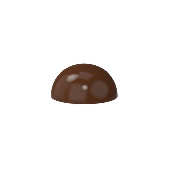 polycarbonate hemisphere chocolate mold, half sphere chocolate mold, dome chocolate mould, round praline chocolate mold, smooth dome chocolate mold, 3D chocolate dome mold, bonbon chocolate mold, filled chocolate mold, professional polycarbonate chocolate mold, chocolate casting mold, confectionery chocolate mold, artisan chocolate mold, glossy chocolate mold, reusable chocolate mold, rigid chocolate mould, premium praline mold