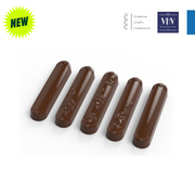 polycarbonate finger chocolate mold, elongated praline chocolate mold, capsule chocolate mold, long bonbon mould, floral chocolate mold, embossed chocolate mold, decorative praline mould, botanical chocolate mold, long chocolate stick mold, smooth chocolate mold, patterned chocolate mould, artisan chocolate mold, filled chocolate mold, professional polycarbonate chocolate mold, confectionery chocolate mold, chocolate casting mold, reusable chocolate mold, rigid chocolate mould