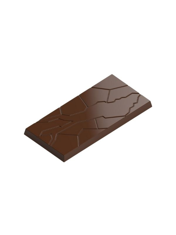 polycarbonate cracked chocolate mold, shattered pattern chocolate mold, abstract chocolate bar mold, geometric chocolate mould, fractured chocolate tablet mold, broken stone pattern chocolate mold, crack line chocolate mold, irregular segment chocolate bar mold, modern chocolate tablet mould, textured chocolate mold, decorative chocolate bar mold, professional polycarbonate chocolate mold, artisan chocolate mold, confectionery chocolate mold, chocolate casting mold, reusable chocolate mold, rigid chocolate 