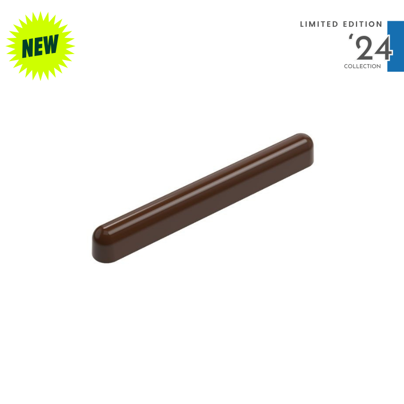polycarbonate chocolate stick mold, chocolate finger mold, baton chocolate mold, long chocolate mold, slim chocolate bar mould, rounded chocolate stick mold, elongated praline mold, smooth chocolate mold, finger shaped chocolate mould, chocolate baton mould, professional polycarbonate chocolate mold, artisan chocolate mold, confectionery chocolate mold, chocolate casting mold, reusable chocolate mold, rigid chocolate mould