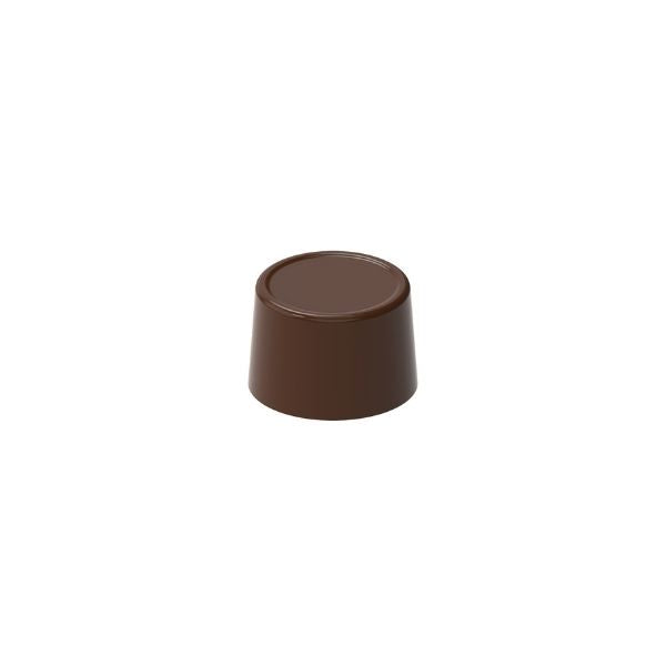 polycarbonate tapered chocolate mold, truncated cone chocolate mold, round praline chocolate mold, cylindrical chocolate mould, flat top chocolate mold, conical bonbon mold, geometric chocolate mold, professional polycarbonate chocolate mold, filled chocolate mold, praline chocolate mould, bonbon chocolate mold, chocolate casting mold, confectionery chocolate mold, artisan chocolate mold, reusable chocolate mold, rigid chocolate mould, modern praline mold