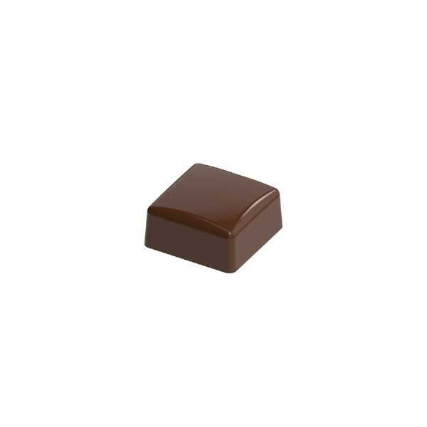 polycarbonate square praline chocolate mold, square bonbon chocolate mold, domed square chocolate mold, rounded square chocolate mould, curved top chocolate mold, geometric praline mold, filled chocolate mold, professional polycarbonate chocolate mold, premium bonbon mold, chocolate casting mold, confectionery chocolate mold, artisan chocolate mold, reusable chocolate mold, rigid chocolate mould, modern praline chocolate mold