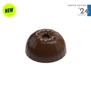 polycarbonate ring chocolate mold, donut chocolate mold, bundt chocolate mold, ring praline chocolate mold, circular bonbon mould, center hole chocolate mold, faceted chocolate mold, ribbed chocolate mould, domed ring chocolate mold, geometric praline mold, decorative chocolate mold, filled chocolate mold, professional polycarbonate chocolate mold, artisan chocolate mold, confectionery chocolate mold, chocolate casting mold, reusable chocolate mold, rigid chocolate mould