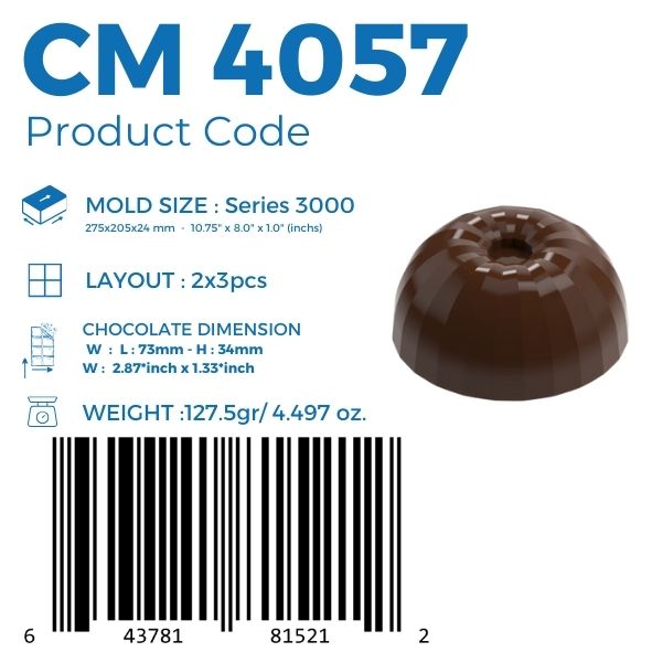 polycarbonate ring chocolate mold, donut chocolate mold, bundt chocolate mold, ring praline chocolate mold, circular bonbon mould, center hole chocolate mold, faceted chocolate mold, ribbed chocolate mould, domed ring chocolate mold, geometric praline mold, decorative chocolate mold, filled chocolate mold, professional polycarbonate chocolate mold, artisan chocolate mold, confectionery chocolate mold, chocolate casting mold, reusable chocolate mold, rigid chocolate mould