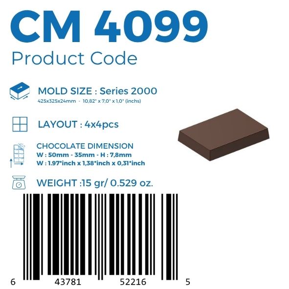 polycarbonate rectangular praline chocolate mold, rectangular chocolate mold, plain chocolate mould, flat top chocolate mold, geometric praline mold, minimalist chocolate mold, rectangular bonbon mold, filled chocolate mold, professional polycarbonate chocolate mold, chocolate casting mold, confectionery chocolate mold, artisan chocolate mold, premium praline mold, reusable chocolate mold, rigid chocolate mould, classic chocolate mold