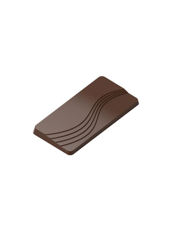 polycarbonate wave chocolate mold, wavy line chocolate mold, curved line chocolate mould, rectangular chocolate mold, modern chocolate bar mold, minimalist chocolate mould, grooved chocolate mold, striped chocolate mold, geometric praline chocolate mold, decorative chocolate bar mold, engraved chocolate mould, professional polycarbonate chocolate mold, artisan chocolate mold, confectionery chocolate mold, chocolate casting mold, reusable chocolate mold, rigid chocolate mould