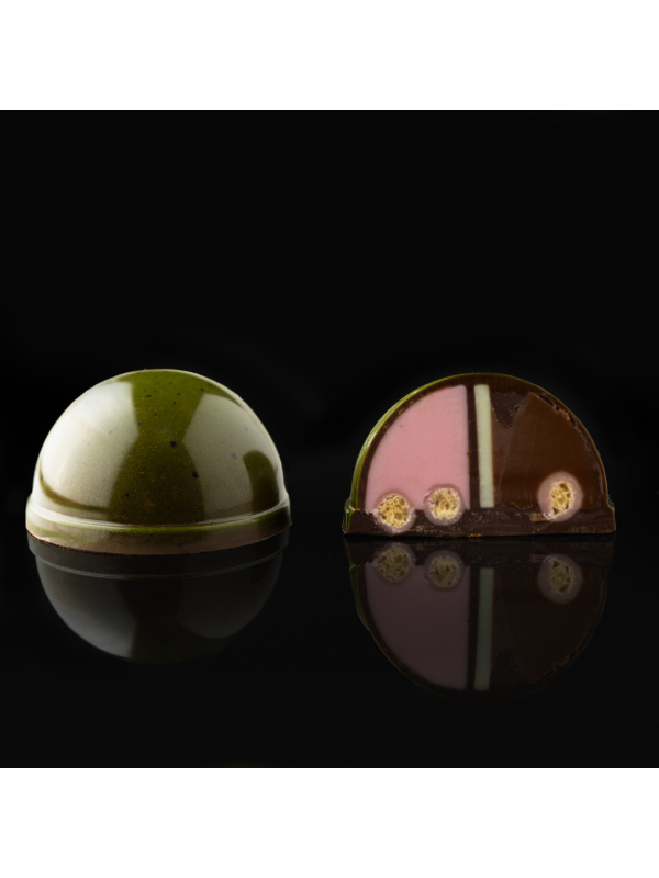 polycarbonate hemisphere chocolate mold, dome chocolate mold, half sphere chocolate mould, round praline chocolate mold, domed bonbon mold, smooth chocolate mold, half ball chocolate mold, raised rim chocolate mold, round bonbon chocolate mould, 3D dome chocolate mold, professional polycarbonate chocolate mold, filled chocolate mold, artisan chocolate mold, confectionery chocolate mold, chocolate casting mold, reusable chocolate mold, rigid chocolate mould