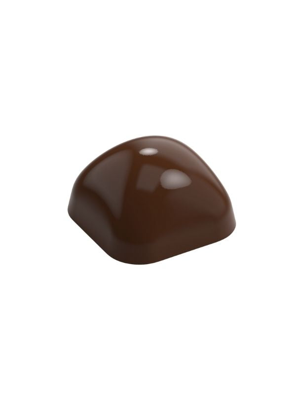 polycarbonate cushion chocolate mold, rounded square chocolate mold, domed praline chocolate mold, smooth bonbon mould, pillow shape chocolate mold, geometric praline mold, soft square chocolate mould, filled chocolate mold, modern chocolate mold, professional polycarbonate chocolate mold, artisan chocolate mold, confectionery chocolate mold, chocolate casting mold, reusable chocolate mold, rigid chocolate mould, premium praline mold